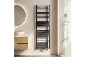 EMKE Badheizkörper Handtuchhalter 1600x500 mm, Handtuchheizkörper Mittelanschluss Handtuchwärmer Handtuchtrockner Heizkörper Bad Handtuchheizung Anthrazit 654W