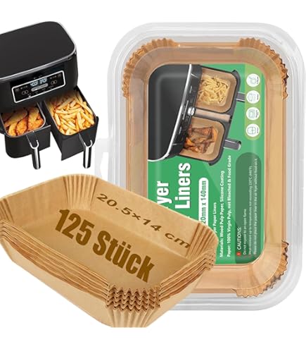100 Stück Backpapier für Tefal EY9018 5,2/3,1 L, Cecotec 5,5/3,5 L, Lakeland 5L/3L, Backpapier für Heißluftfritteuse Philips Dual Basket Airfryer 3000-Serie, DMS, Cecotec, Luftfritteusen Zubehör 100 Stück Backpapier für Tefal EY9018 5,2/3,1 L, Cecotec 5,5/3,5 L, Lakeland 5L/3L, Backpapier für Heißluftfritteuse Philips Dual Basket Airfryer 3000-Serie, DMS, Cecotec, Luftfritteusen Zubehör