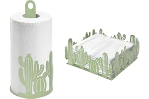 ILGRUPPONE Set Accessori Cucina 2/4 Pezzi Portatovaglioli Vassoio Grande Da Portata Portafrutta Centrotavola Metallo Design Moderno Decorazioni Tavola - Cactus - 2 Pezzi