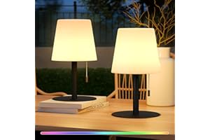 FUYO Lot de 2 lampes de table LED à batterie 8 couleurs à intensité variable sans fil portable veilleuse extérieur, jardin, chambre, camping, décoration