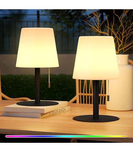 OCEST Lampe De Table Sans Fil Avec Minuterie Et Variateur D'intensité, Batterie Rechargeable Intégrée, Télécommande, Abat-jour En Tissu Blanc, Petit Trépied Pour Chambre à Coucher, Table De Chevet