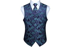 Enlision Gilet Homme Paisley Mariage Gilet de Cravate et Pochette Ensemble Classique Gilet pour Homme Costume sans Manche pour Fête