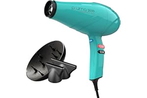 GA.MA Italy Professional, Suszarka Pluma 5500 Endurance Ion, Profesjonalna suszarka z włoskim silnikiem AC o mocy 2400 W, Technologia Ion Plus dla lśniących włosów bez puszenia się, Kolor Turkusowy