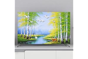 Treer TV Abdeckung Staubschutzhülle, Hülle Bezug für Fernsehen Schutzhülle Universal Fernseher Hülle Elastisch Staubschutz für 32-80 Zoll TV/PC-Bildschirme (32 Zoll,Weißer Vogel)