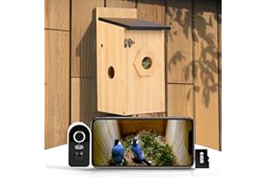 HLMNAKE Bird Box with 4MP HD Camera, Bird House for Garden, Weatherproof, 2.4G WiFi & App Notification, Watch Nesting and Hatching, Automatic Recording of Bird Videos & Motion Detection