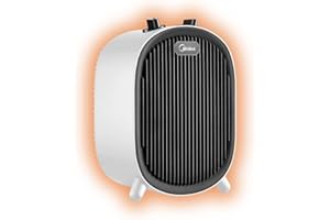 MIDEA Calefactor Eléctrico Baño de Bajo Consumo 2000W | Calefactor con Función Aire Frío y 2 Niveles de Potencia | Calentador Portatil con Termostato Regulable y Protección Sobrecalentamiento, Blanco