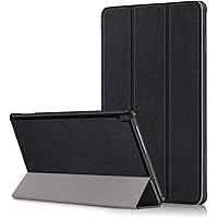 ATF Lightweight Smart Trifold Stand Microfiber Lining Case Cover for Lenovo Tab M10 FHD REL (TB-X605FC / TB-X605LC) (10.1 Inch) (Black Color) (Will Not Fit HD TB-X505F TB-X505 L)