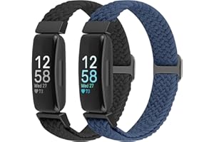 XANS Nylon Braided Bracelet Compatible with Fitbit Inspire 3/Inspire 2/Inspire/Inspire HR/Fitbit Ace 3/Ace 2, Elastic Adjustable Replacement Strap, Stretchy Soft Sports Bracelet for Men and Women
