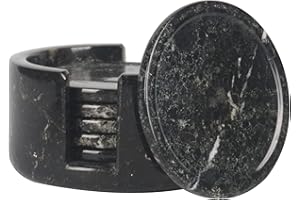 Radicaln Sottobicchieri in marmo per bevande fatte a mano, rotonde per tazze da caffè calde, sottobicchieri per ufficio, accessori da cucina, 8,9 cm, colore nero