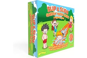 Traditional Garden Games 5m Slip & Slide Water Slide – Outdoor Backyard Fun for Kids & Adults – Inflatable Splash Pad with Hose Attachment & Safety Pegs