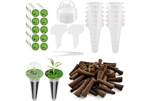 UOIISPET 127PCS Hydroponics Growing System Kit, Hydroponic Seed Pods for Hydroponic Accessories Garden Indoor, 40 Grow Sponges, 12 Grow Baskets, 12 Domes, 50 Pod Labels, 12 Plastic Plant Labels, 1 Tweezer