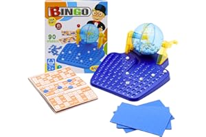 AMATOYS Juego de Mesa Bingo Infantil 90 Numeros Bingo de Mesa con Bombo y Cartones - Juego Educativo y Divertido para Ninos y Adultos - Regalo Familiar Ideal