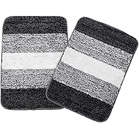 SARAL HOME EASY LIVING Striped Anti-Skid Bath Mat (Black, Microfiber, 35X50 CM)