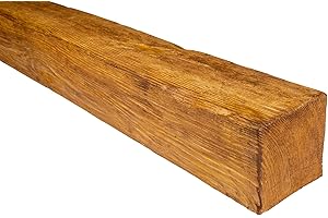 DECOWOOD DECO WOOD viga de techo ED106 de poliuretano, 2m de longitud, viga de PU madera óptica (marrón claro - 12x12cm) decoración interior vigas decorativas revestimiento de tubos