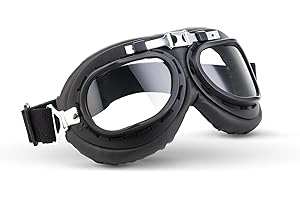 Moto Helmets® MG-22 „Black“ · Jet-Brille · Motorrad-Helm Flieger-Brille Retro Roller Scooter Cruiser Oldtimer Vespa Ski-Brille Sport-Brille Vintage