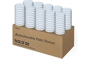 [Autoclavable] 200 Packs Sterile Thick Plastic Petri Dishes with Lid, Vabiooth 60mm Dia x 15mm Deep Clear 3 Vents Petri Dish for Lab Science Experiment, Non-Fragile, Scratch-Resistant