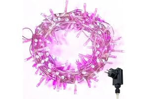 WISD Guirlande Lumineuse 33M, 600 LED Rose et Blanc - Guirlande Lumineuse Sapin de Noël Avec Fonctions de Minuterie et Prise - Intérieure Extérieure Décoration pour Noël, Chambre, Jardin, Christmas