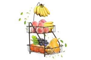 Bomclap Cestini Porta Frutta a 2 Ripiani con Porta Banana (bronzo)