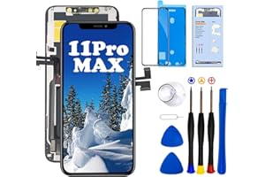 Dinow für iPhone 11 Pro Max Display 6.5" iPhone 11 Pro Max Bildschirm, für iPhone 11 Pro Max Display Reparaturset mit Reparaturwerkzeugen, gehärtetes Glas (Modell:A2161/A2220/A2218)