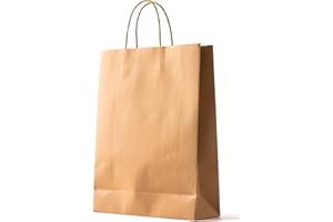 PAKNOR® 24stk Braun Papiertüten mit Henkel - 24 x 31 x 11 cm, Papiertragetasche mit Kordelgriff, Geschenktüten, Kraftpapiertüte, DIY Adventskalender (Braun, 24 x 31 x 11cm - 24stk.)