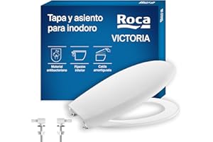 Roca Victoria - Tapa y asiento de Supralit para inodoro con caída amortiguada, tapadera de WC original con ajuste perfecto, recambio de tapa de váter resistente, blanco, A801B6200B
