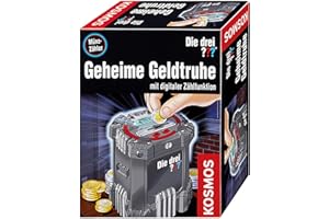 Die drei ??? Geheime Geldtruhe von KOSMOS, Mit digitaler Zählfunktion, Für Münzgeld, Spardose, Sparbüchse, Geschenk für Kinder, Jugendliche und Fans ab 8 Jahren, Detektiv-Ausstattung