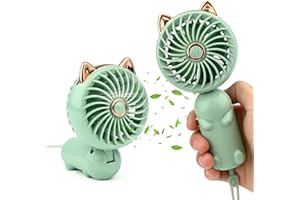 Gukasxi Tragbarer Handventilator Faltbarer Mini USB Ventilator mit Wiederaufladbarem Akku Klein 3-Gang Tischventilator für Büro, Innen, Außen, Reisen, Make-up (Grün)