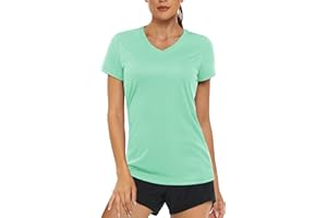 MAGCOMSEN Women's Summer V Neck T-Shirt Sun Protection Short Sleeve Tops Quick Dry Lightweight Sports Shirts