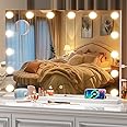 Luckyrao 58cm Vanity Mirror with Lights,Makeup Mirror with Lights, Hollywood Lighted Mirror with 15 Dimmable LED Bulbs,3 Colors Modes,Touch Control,DUSB Charging Port,Metal Frame,White