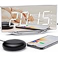 ROCAM Loud Alarm Clock, Large LED Mirror Alarm Clock with Bed Shaker for Heavy Sleepers, Hard of Hearing, Elderly, Teens, Adults, SNOOZE