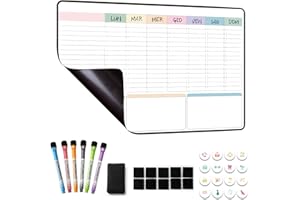 MCCORL Lavagna Settimanale Magnetica Frigo, Calendario Famiglia magnetico, To Do List,Planning Settimanale Cancellabile per Cucina 42×28cm -in italiano