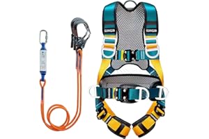 Magicbox Fallschutz Auffanggurt mit Verdickte Lendenwirbelstütze für Outdoor Baumklettern Bergsteigen Rettungsdienst Fallschutz Auffanggurt Absturzsicherung Sicherheitsgurt Set