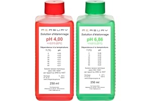 Measury pH Calibration Solution, Etalonnage du pH 4.00 et 6.86, Solution Tampon pH 250ml chacun, Solution d'étalonnage Vert/Bleu, Ensemble de Liquides d'étalonnage