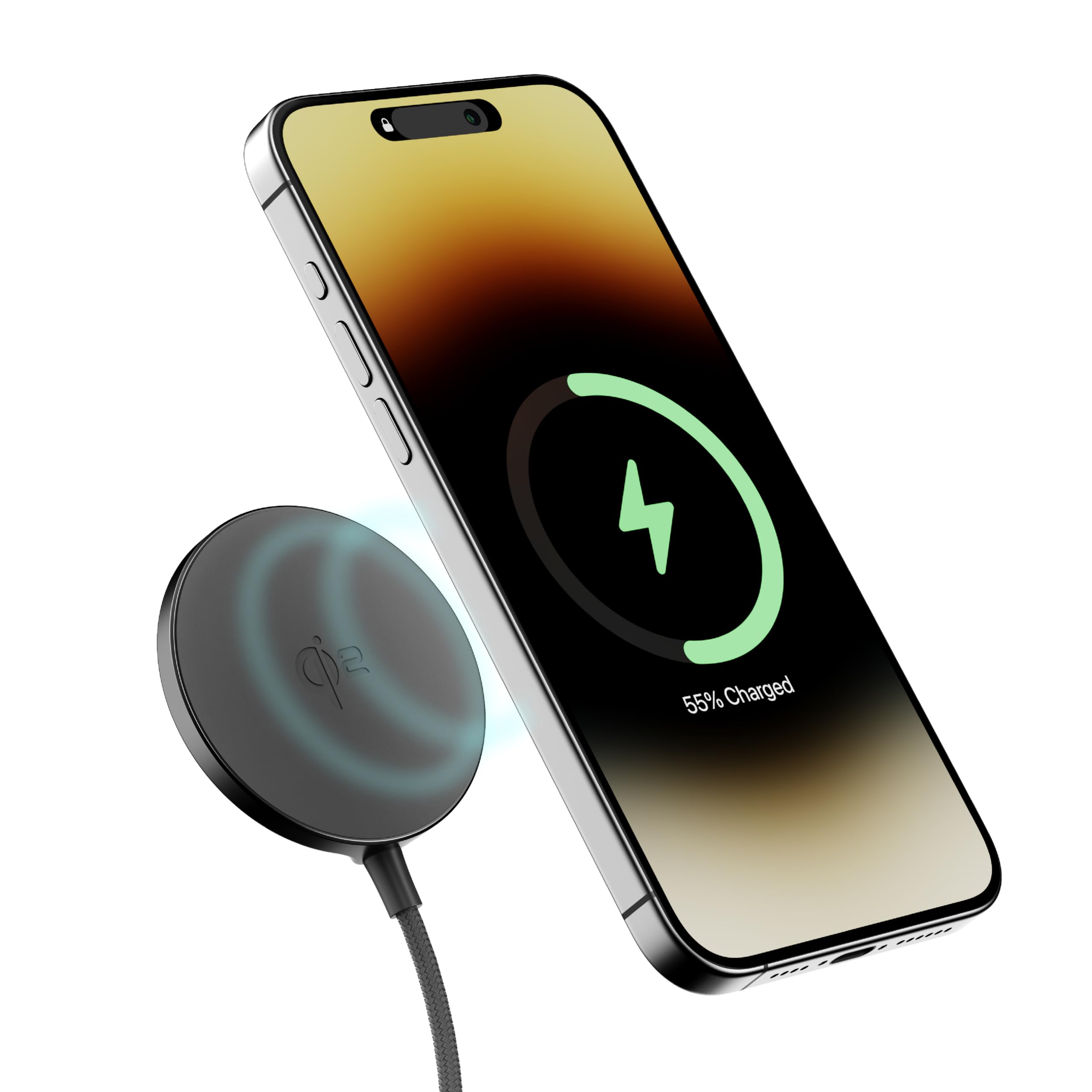 Ambrane 15W Qi-2 MagSafe Wireless Charger with 60W Type C Cable Magnetic Mag-Safe for for iPhone 16/16 Plus/16 Pro/Max,15/15 Plus/15 Pro/15 Pro Max, 4/13/12, Series 9/8/7/6/5/4/SE(AerosynQ B Black)