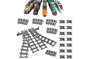 RANJIMA Vías de Tren Rieles de la Ciudad, 40pcs City Tren Rieles de Bloques de Construcción de Ciudad, Cambio de órbita, RielesRectos, Curvas, rieles de ferrocarril, Regalo para Niños y Niñas