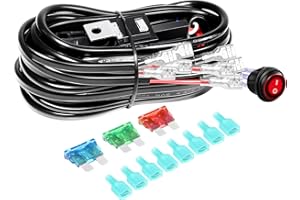 RIGIDON Cablaggio barra led, 12V 40A 16AWG CC 4 Piombo Cablaggio Fendinebbia con Interruttore Kit Cavi Auto On-off per Barra LED Fuoristrada ATV Camion SUV e Moto (Modello C)