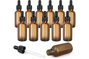Ulable - Lote de 12, 30 ml, frasco cuentagotas de vidrio, botella vacía con frasco de vidrio con cuentagotas, para aceite esencial (marrón)