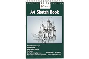 1ABOVE Artists pad, Spiral Bound Sketch Pad Sketch Paper for Artists. Ideal for The Studio, School Or at Home - 170gsm Cartridge Paper (A4)