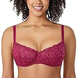 Delimira Women's Balcony Lace Plus Size Push Up Sexy See Through Underwire Bras