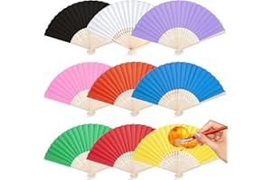 ‎VGOODALL VGOODALL 18 Stück Handfächer, Bunte Hochzeit Handfächer Faltbar Papierfächer 9 Farben Bambus PapierFecher Taschenfächer für Hochzeit Deko Diy Sommer Party