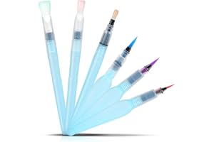 Kesote 6 Pcs Pinceau Aquarelle Reserve d'eau, Pinceau Reservoir Eau, Peinture d'eau Brosse, Blue
