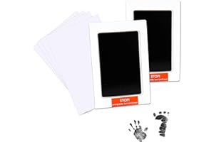 HONGXIN-SHOP Baby Handprint and Footprint Kit Safe Non-Toxic Ink Pads Clean Inkless Touch Pet Paw Print Ink Kits with 4 Extra Imprint Cards for Newborn 0-6 Months Infant Shower Gift Black