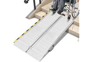 LIEKUMM Rollstuhlrampe Klappbar, 151,5 cm Tragbar Rollstuhlrampe für Treppen, 300 kg Tragkraft Aluminium Auffahrrampe für Rollstuhl, Scooter, Stufen, Bordsteine, Kinderwagen, Elektro-Rollstuhl