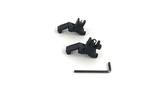 ZEITWISE Tactical AR 15 Rail Mount - Black 45 Degree Picatinny Rail Mounted Backup Iron Sights Front and Rear Flip Up 45 Degree Sights