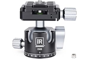 28mm Niedrigprofil-Stativ-Kugelkopf INNOREL D28 Professioneller Ganzmetall-CNC-360°-Panorama-Stativkopf für DSLR-Kameras, Camcorder, DV mit 1/4" Arca Swiss Schnellwechselplatte Tragfähigkeit 10kg