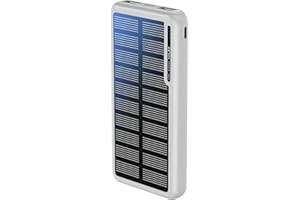 Boompods Obi Solar 10000mAh Solar Powerbank - Schnellladendes Ladegerät mit USB-C & 2X USB-Anschlüssen, Outdoor Power Bank mit Solarpanel, Robuste Ladestation für Handy, Tablets und Reisen, Weiß