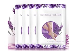 VIRELLAY 4 Paar Fußmaske Hornhaut - Lavendel Hornhautentferner - Natürlich Sanft Foot Peel Mask Feuchtigkeitsspendende - Fussmaske Socken Anti Hornhaut Socken für Männer & Frauen Geeignet (Lavendel)