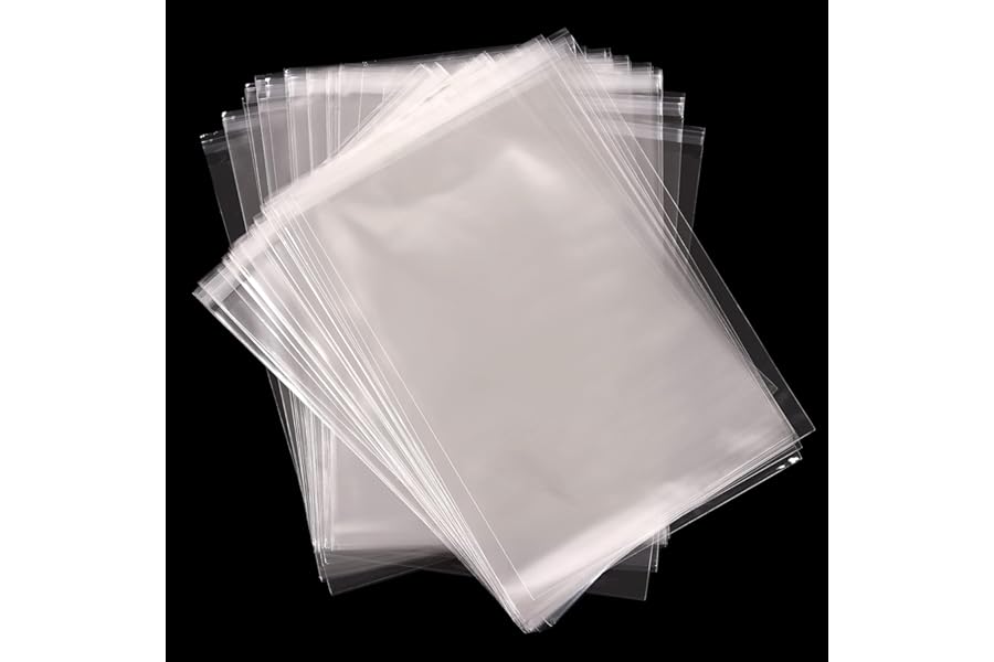 A4 Clear Self-adhesive Bags 100 Pack, 22x30CM Self Sealing Cellophane Display Bag/Sealable Bags, Food Safe, A4 Cello Bags OPP for Cookies,Cards,Envelopes,Pictures