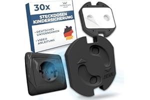 Hoffenbach 30x Steckdosen Kindersicherung – Steckdosensicherung mit Drehmechanik – Schutz für Babys & Kinder – Steckdosenschutz verhindert Unfälle & Stromschläge – Steckdose Kinderschutz – Schwarz