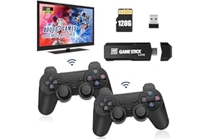TAIKOUL Console De Jeux,Wireless Console Retro,Game Stick 4K Retro avec 40000+ Jeux Classiques,Emulateur Console Plug and Play Video Game Stick Built in Games (128G)